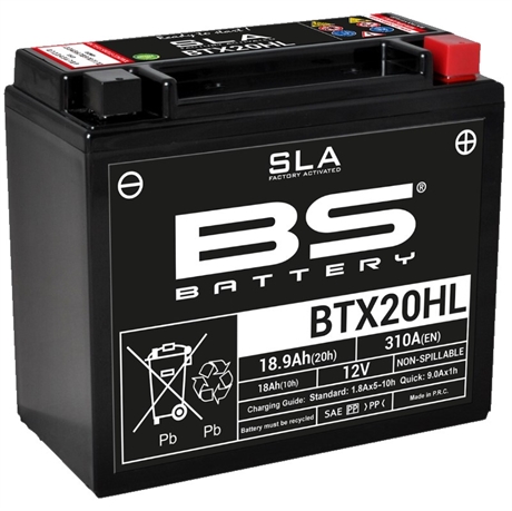 BS Battery MC Batteri AGM 12V 310A 18Ah - Plus Pol Højre Side